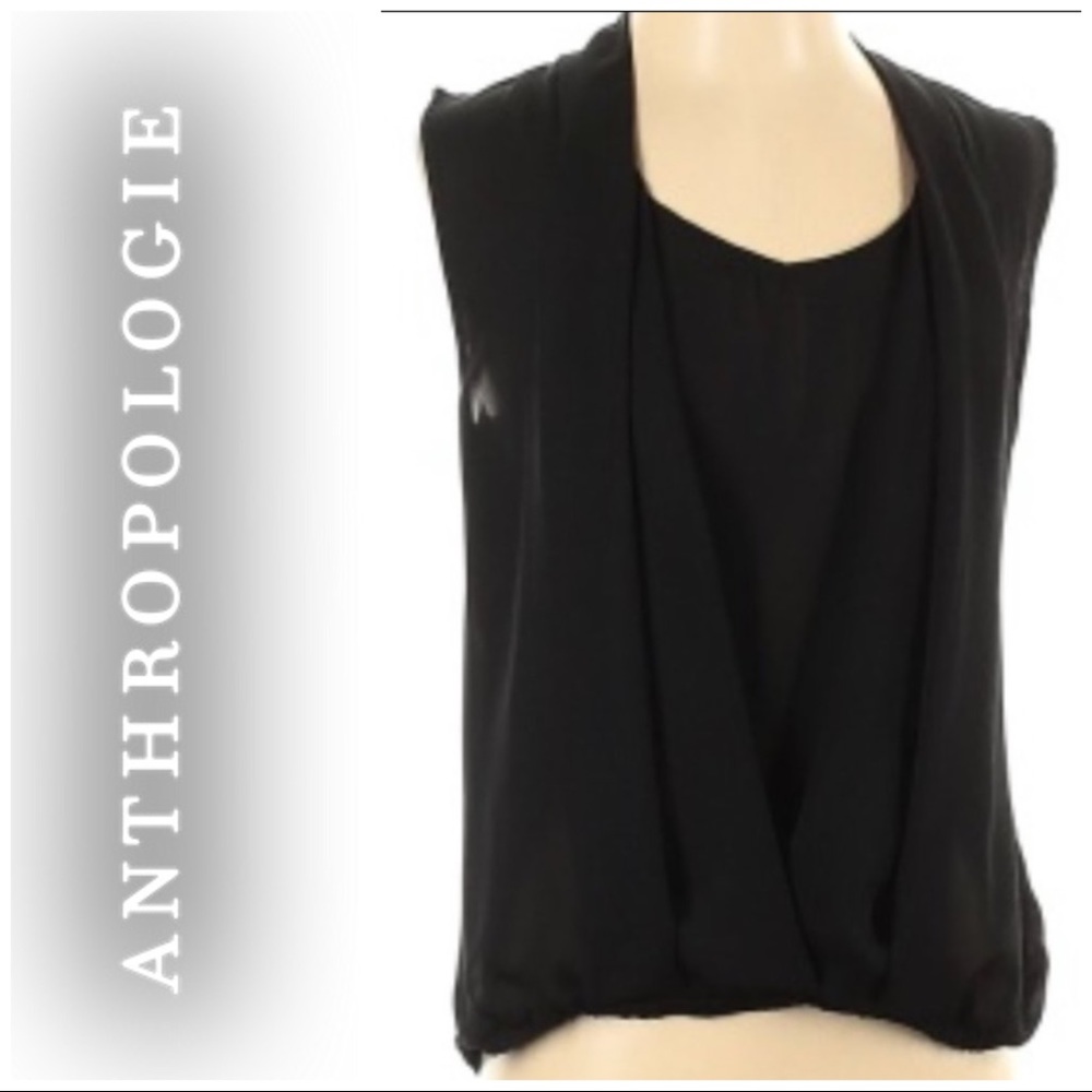 Anthropologie Deletta Black Tank Top Sz.M